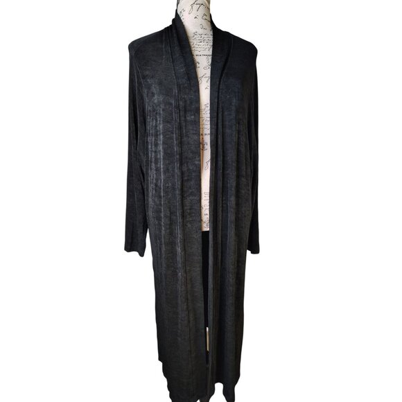 Vikki Vi Long Black Duster Cardigan, Size 0X, XXL, Flowy, Nicely Weighted Artsy - Picture 1 of 4